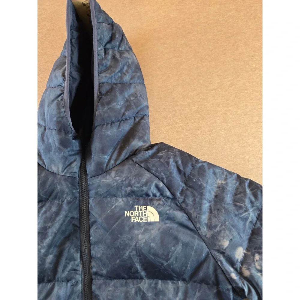 The North Face Down Jacket Boys XL 14/16 Blue Printed Reversible Puffer 600-Fill